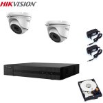 Hikvision video surveillance kit dvr 4 canaux 2 cameras 2 mpx hd 500 gb