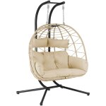 Fauteil hamac pour 2 personnes avec chssis crme sige xxl avec coussins et rembourrage de sige inclus ...