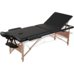 Hklffja - fimei table pliable de massage noir 3 zones avec cadre en bois