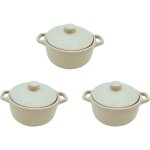Hobbytech - lot de 3 mini cocottes blanches avec couvercle 15, 3 x 5, 9 cm