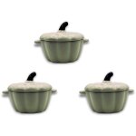 Hobbytech - lot de 3 mini cocottes en forme de courge blanche avec couvercle 11 x 9, 5 cm