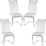 Hofuton 4 chaises de salle à manger ou cuisine avec assise rembourrée et piètement chromé blanc Hofuton 4 chaises de salle à manger ou cuisine avec assise rembourrée et piètement chromé blanc