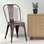 Hofuton lot de 4 chaises salle � manger style industriel en m�tal empilable tabouret de cuisine vintage ...