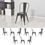 Wyctin - hofuton 8pcs chaises en mtal de style industriel pour cuisine bistrot gris