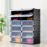 Hofuton armoire � chaussures en plastique �tag�re � chaussures 12 cubes meuble de rangement noir imprim� ...