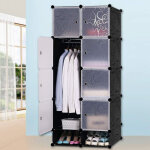 Hofuton armoire penderie etag�re de rangement modulables plastiques noir imprim� cabinet avec armoire ...