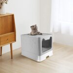 Hofuton bac  litire pour chat, grande maison de toilette chat pliable avec couvercle, bac de tiroir ...