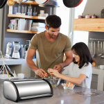 Hofuton bo�te inox, conserver pain viennoiserie g�teaux, caisse couvercle coulissant