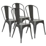 Wyctin - hofuton chaise de salle  manger lot de 4 industrielle tabouret de cuisine moderne 44 cm h empilable ...
