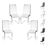 Hofuton chaises salle  manger lot de 4 chaises pied luge, blanc + noir