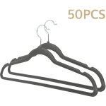 Hofuton cintres en velours, lot de 50, antidrapant, pour costumes, chemises, robes, cravates, gris