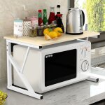 Hofuton tagre pour four  micro - ondes, four  micro - ondes, en mtal et bois, tagre de cuisine ...