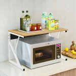 Hofuton tagre pour four  micro - ondes, four  micro - ondes, en mtal et bois, tagre de cuisine ...