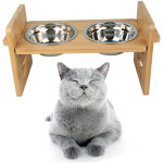 Hofuton gamelles sur�lev�es - pour chiens et chats - supports sur�lev�s en bambou avec 2 gamelles d'eau ...
