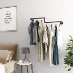 Hofuton tringle � v�tements murale style industriel en fer rustique, barre de rangement et exposition ...