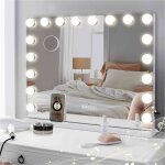 Hollywood coiffeuse miroir maquillage avec 15 ampoules led, bluetooth, miroir coiffeuse lumineux avec ...