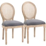 Homcom - lot de 2 chaises de salle � manger - chaise de salon m�daillon style louis xvi - bois massif ...