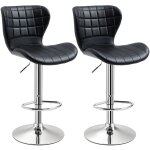 Homcom - lot de 2 tabourets de bar design contemporain hauteur d'assise r�glable 59 - 81 cm pivotant ...