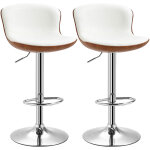 Homcom - lot de 2 tabourets de bar design contemporain hauteur d'assise r�glable 64 - 85 cm pivotant ...