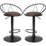 Homcom - lot de 2 tabourets de bar design no - rtro rglable pivotant avec repose - pied mtal noir ...