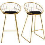 Lot de 2 tabourets de bar design avec repose - pied structure mtal et coussin velours 52, 5 x 47 x 97 ...