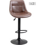 Homcom - lot de 2 tabourets de bar vintage r�glable pivotant avec repose - pied rev�tement synth�tique ...