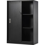 Homcom - armoire de bureau 2 portes coulissantes verrouillables dim. 80l x 40l x 120h cm 2 �tag�res panneaux ...