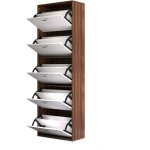 Homcom - armoire à chaussures meuble à chaussures design contemporain 5 portes abattantes bicolore blanc ... Homcom - armoire à chaussures meuble à chaussures design contemporain 5 portes abattantes bicolore blanc ...