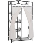 Armoire penderie multi - rangement - 5 tagres - dim. 84l x 42l x 158, 5h cm - mtal noir motif fleurs ...