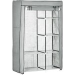 Armoire penderie multi - rangement - 6 tagres, 1 barre - dim. 103l x 43l x 162, 5h cm - acier noir ...