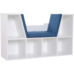 Homcom - bibliothque banc 2 en 1 design contemporain 6 casiers 3 coussins fournis 102l x 30l x 61h cm ...