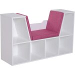 Homcom - bibliothque banc 2 en 1 design contemporain 6 casiers 3 coussins fournis 102l x 30l x 61h cm ...