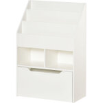Homcom - bibliothque tagre multi - rangement 3 tagres 2 niches grand tiroir mdf blanc
