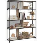 Homcom - biblioth�que meuble de rangement �tag�re � 5 niveaux portes coulissantes en maille cadre en ...