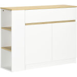 Buffet 2 portes tagre tiroir coulissant 3 niches latrales panneaux blanc aspect chne clair