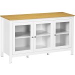 Homcom - buffet bas style classique chic - 3 portes vitrine verre, 2 tagres rglables - verre mdf panneaux ...