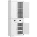 Homcom - buffet haut multi - rangement - 4 portes, grand tiroir - dim. 76l x 40l x 183h cm - panneaux ...