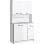 Homcom - buffet haut multi - rangement - 6 portes, tiroir, grand plateau - dim. 101l x 39l x 180h cm ...