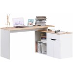Homcom - bureau d'angle bureau informatique multimdia modulable multi - rangement aspect chne clair ...