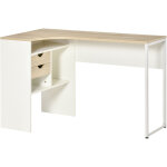 Homcom - bureau d'angle bureau informatique multimdia multi - rangement mtal panneaux particules aspect ...