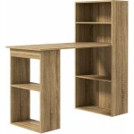 Homcom - bureau informatique 120l x 55l x 120h cm biblioth�que adjacente multi - rangements bois ch�ne ...