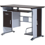 Homcom - bureau informatique design 100l x 52l x 75h cm brun noir et blanc