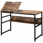 Homcom - bureau informatique design industriel - plateau relevable, �tag�re - panneaux particules aspect ...