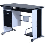 Homcom - bureau informatique design en mdf 100 l x 52 i x 75h cm noir et blanc