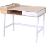 Homcom - bureau informatique multi - rangement style contemporain dim. 100l x 55l x 82h cm mtal blanc ...