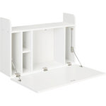 Homcom - bureau mural pliable - table murale rabattable - 5 niches, tagre - panneaux particules blanc ...
