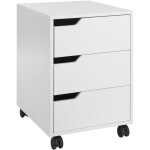 Caisson de bureau rangement sur roulettes 3 tiroirs verrouillables 40 x 50 x 57, 5 cm mdf blanc - homcom ...