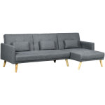 Homcom - canap d'angle convertible 3 places design scandinave - rversible, effet capitonn, 3 coussins ...