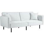 Homcom - canap� convertible 3 places, canap� - lit clic - clac, avec 2 coussins 195l x 89p x 87h cm gris ...