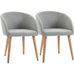 Homcom - chaises de visiteur design scandinave - lot de 2 chaises - pieds inclins effils bois caoutchouc ...